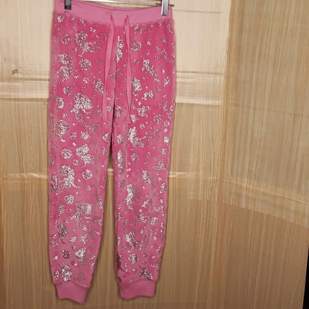 Justice Girls Pink Soft Fuzzy Mermaid Joggers 10